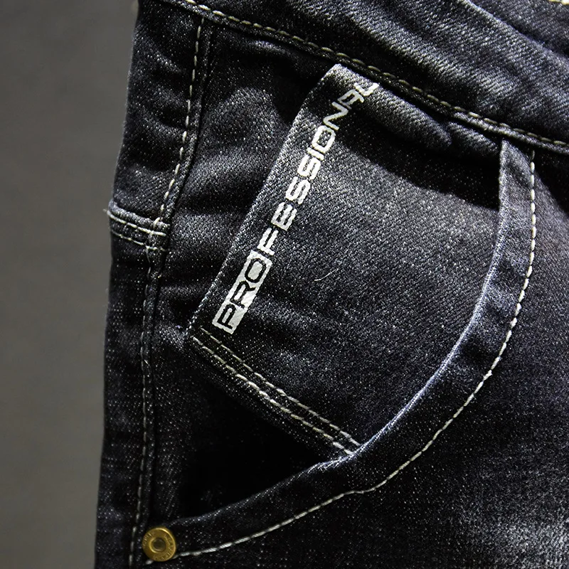 KSTUN Ripped Jeans Men Dark Blue Stretch Slim Fit Distressed Streetwear Denim Pants Casual Retro Biker Jeans Man Trousers Hiphop 4