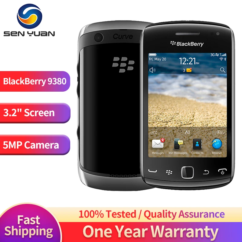 

Original Blackberry Curve 9380 3G Mobile Phone 3.2'' TFT Display CellPhone 5MP Camera WIFI BlackBerryOS Smartphone