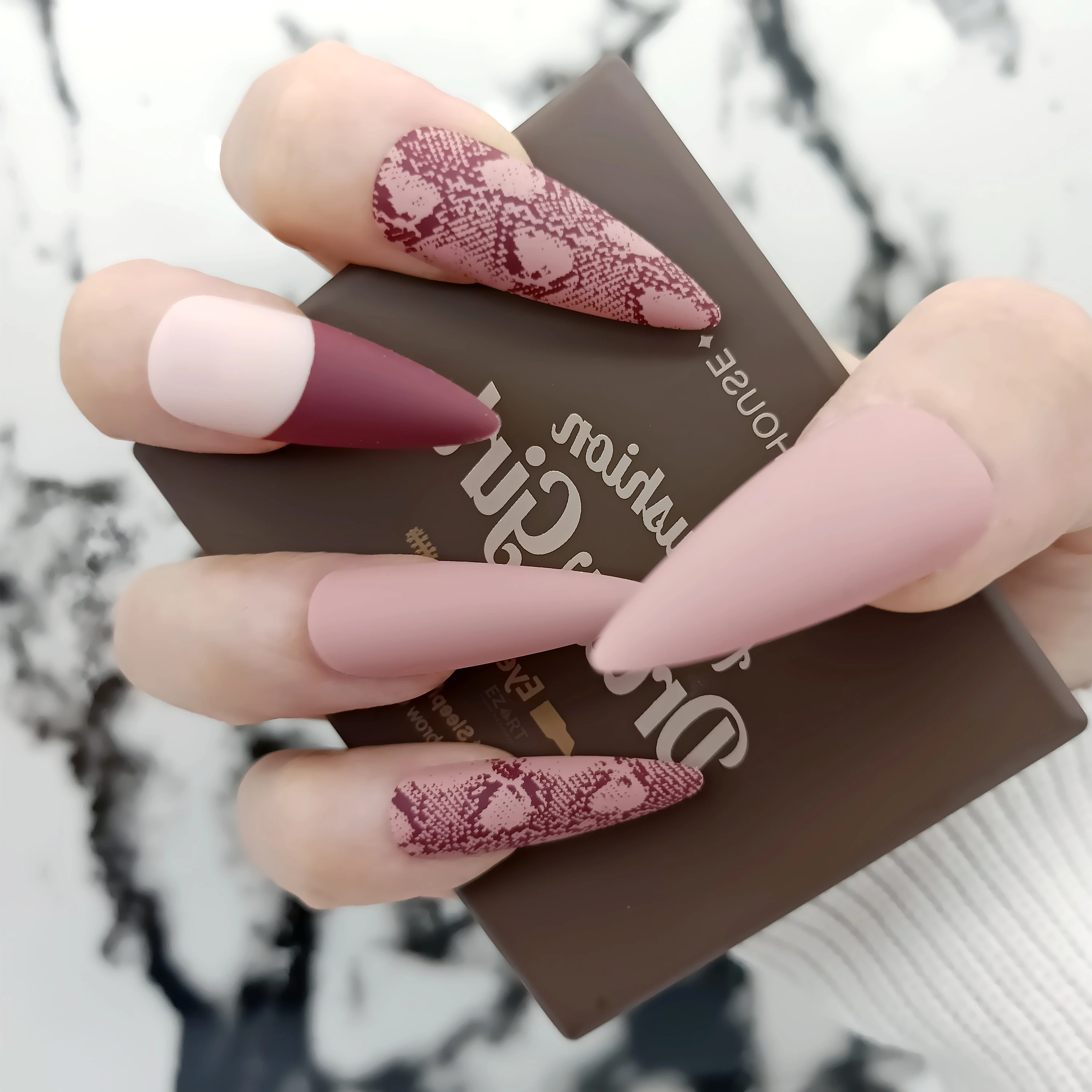 取り外し可能な人工ネイル 偽のネイル ヌード ピンク 赤 茶色 長い 24ピース セット 付け爪 Aliexpress