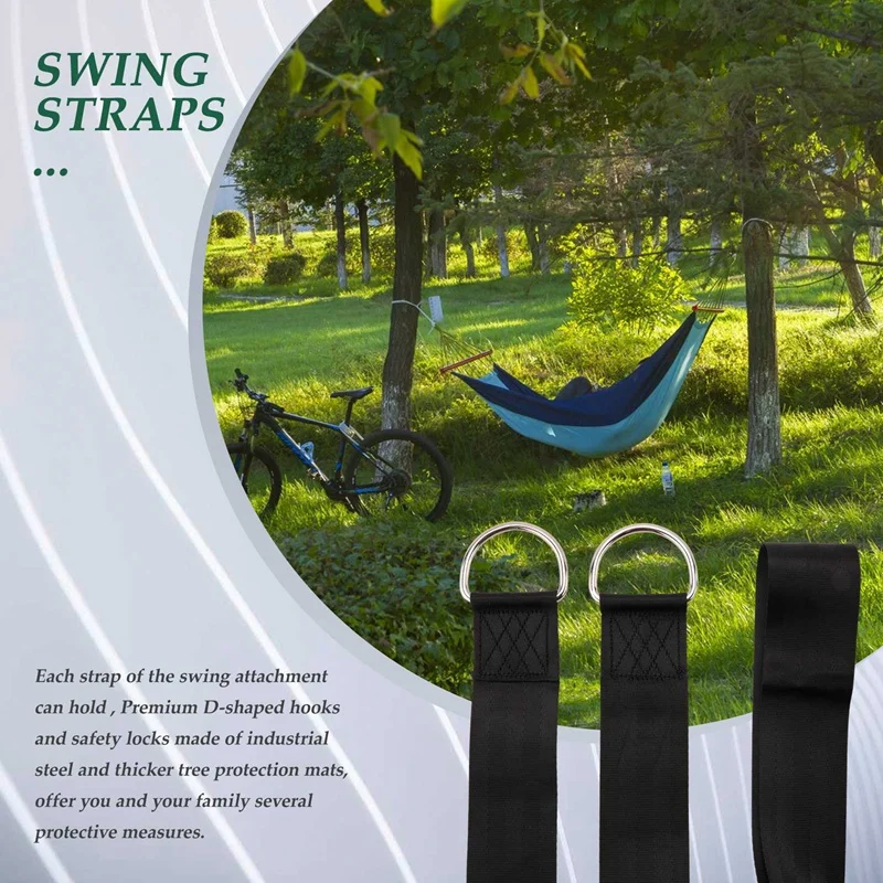 Swing Attachment Holds Attachment Swing Suspension Strap Kit With 2 Carabiners And D-Rings With 2 Tree Protection Pads 3