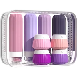 Compact Leak - Proof Travel Toiletry Set - 8 - Piece Silicone Bottles and Cream Jar Collection (04)
