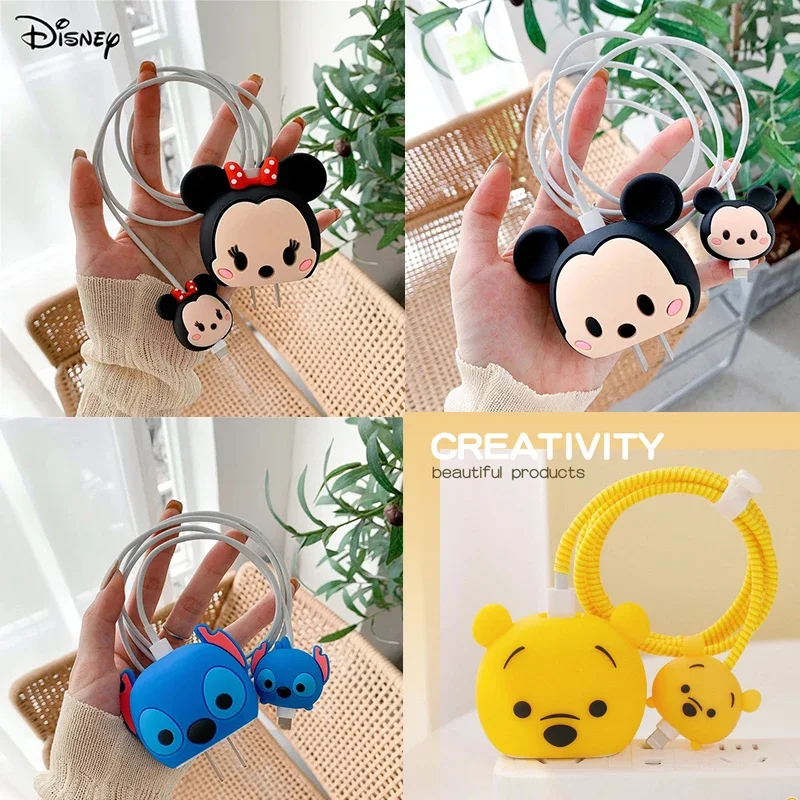 20W Mickey Minnie Stitch Anti-breaking Cartoon Apple Data Cable Protective Case Mobile Phone Charger Winding USB Cable Protector