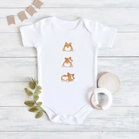 Kawaii Corgi Ropa De Bebe Funny Cute Baby Girl Onesies O-neck White Toddler Boy Bodysuits Comfy Casual Streetwear Fast Delivery 1