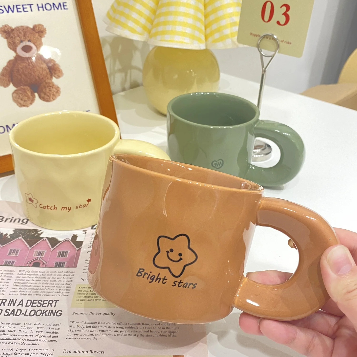 

Ceramic mug milk cup personality drinking cup girls cute creative cup lovers Japanese coffee cup simple breakfast cup