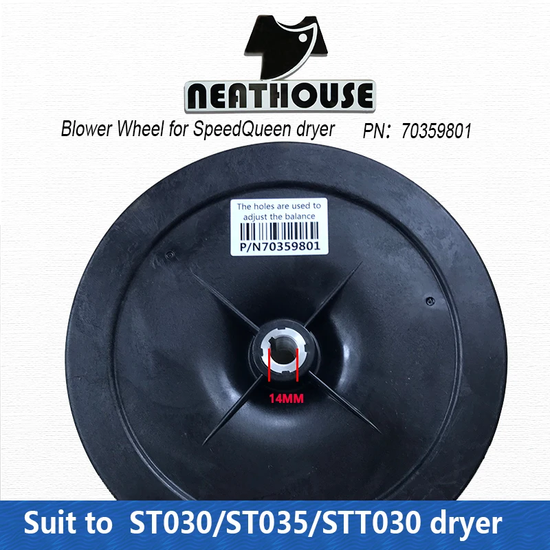 70359801 ASSY BLOWER 8.72 OD (T30) SpeedQueen Huebsch IPSO 30lb Dryer dryer blower