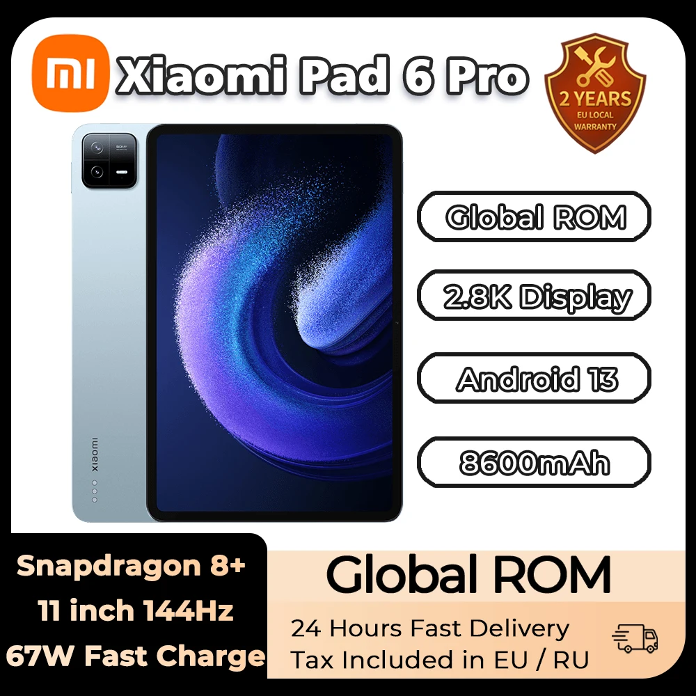 Xiaomi Mi Pad 6 PRO Tablet Snapdragon 8+ 11inch 144Hz 2.8K Display 4 Stereo  Speakers 8600mAh 67W Fast Charger Android 13 2023