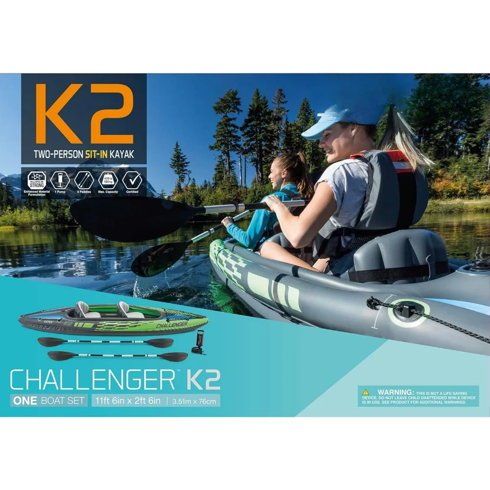 

Inflatable Kayak, Paddles and High Output Pump SuperStrong PVC Adjustable Seat Removable Cargo Storage Net Inflatable Kayak