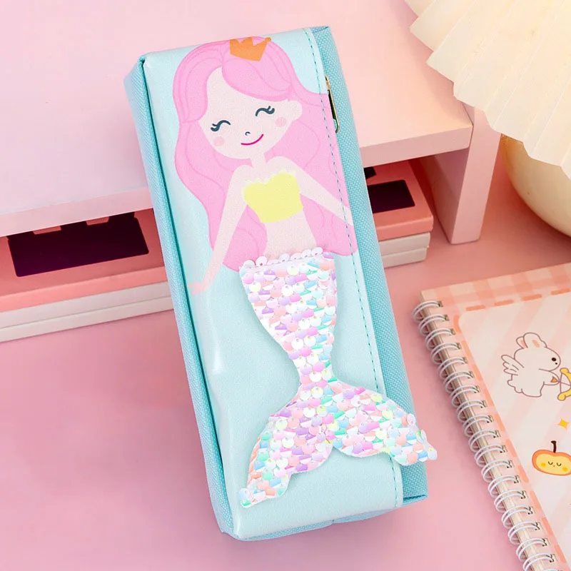 Mermaid Pencil Case Estuche Escolar Pencil case School Supplies Sequins Pencil Pouch Kawaii Stationery Pencil Cases For Girls