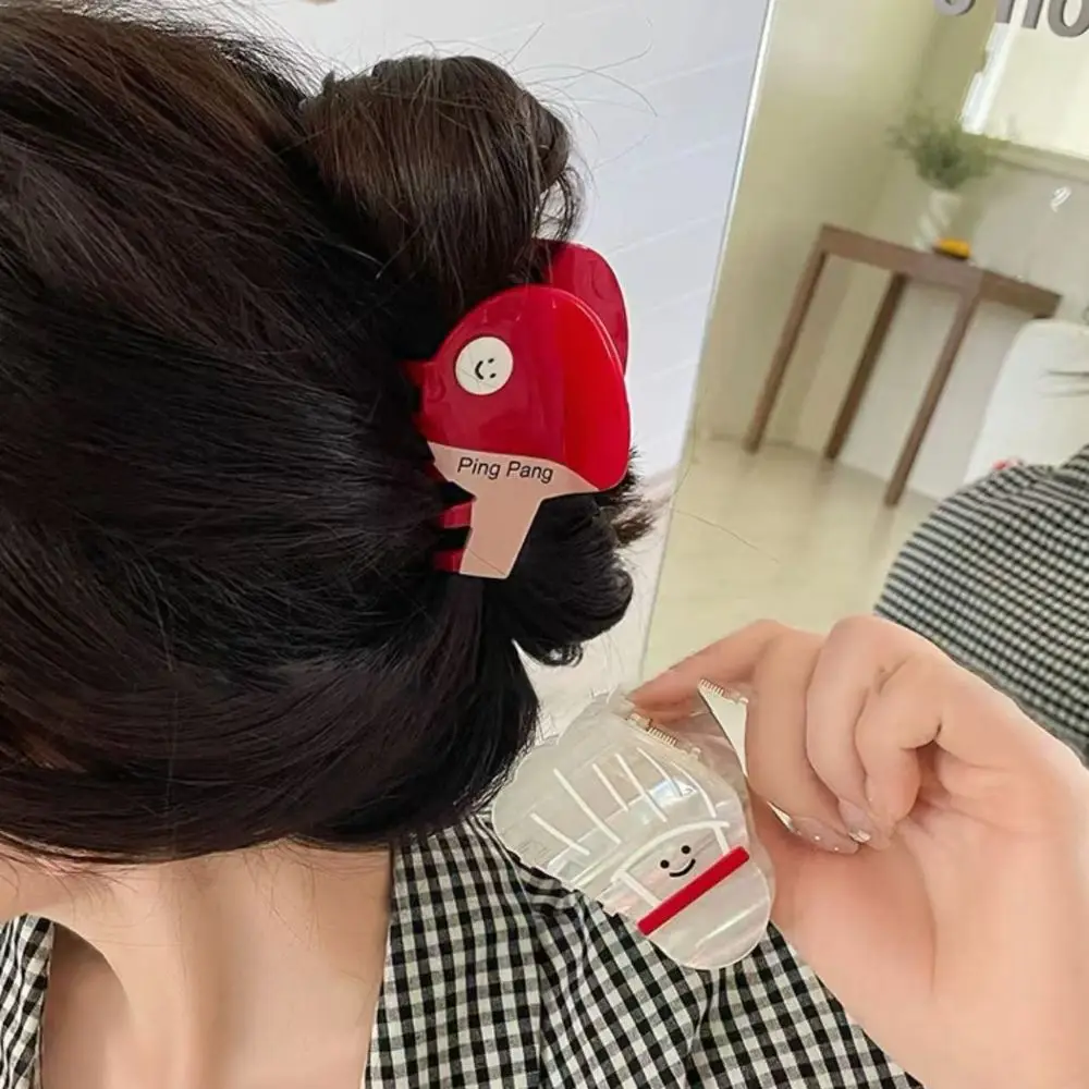 Cute Sweet Table Tennis Racket Hairpin Small Fairy Hair Claw Clip Non-Slip Cartoon Badminton Hairpin Women Decoration