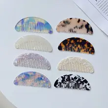 

HOT Korean Retro Marbled Geometric Acetate Anti-static Hair Combs Portable Travel Wash Mini Small Wide tooth Hairdressing Comb