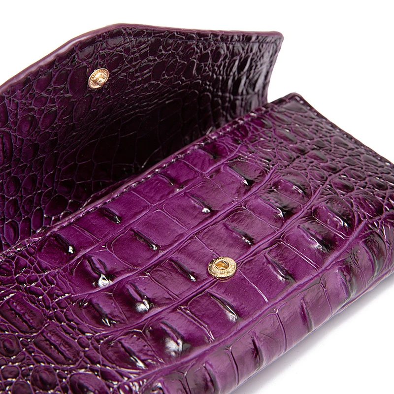 Fashion Alligator Leather Women Long Wallet Luxury Brand Coin Purse Design Clutch Bag Card Holder Zipper Ladies Commuter Purses
