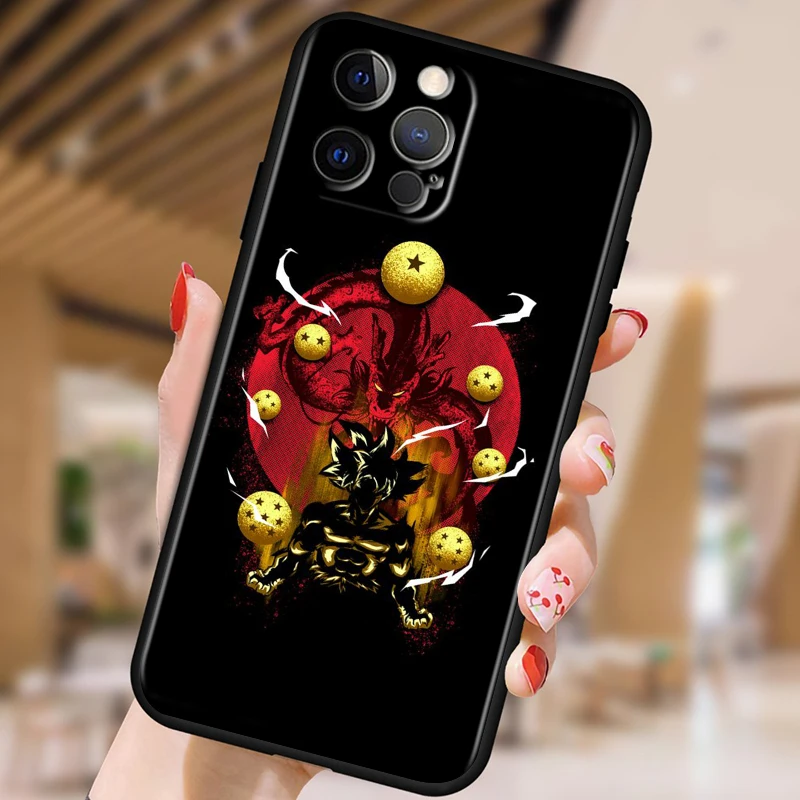 Dragon Ball Z Black Soft Case for iPhone 15/14/13/12/11/XS/X/8/7/SE