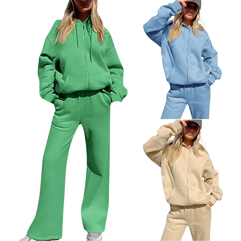 Autumn Winter Women'S Hooded Sportswear 2pcs Loose Fleece Hoodies And Joggers Sets Sweatpants Set Tracksuit Women Two-Piece Set new sportswear hoodies pants 2pcs euro club rc lens printed men casual set spring autumn sets hip hop street loose tracksuits