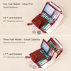 Genuine Leather Wallets for Women Red Money Purses Zipper RFID Short Female Small Card Holder Coin Purse Trifold Bifold Wallet 2
