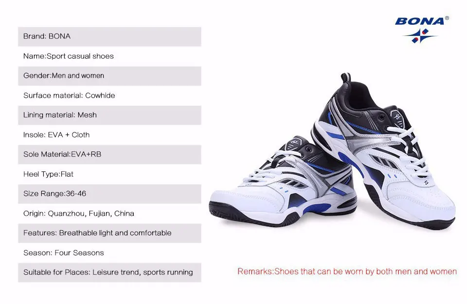 Description Picture 6 of itemBONA New Classics Style Men Tennis Shoes Lace Up Men Sport Shoes Top Quality Comfortable Male Sneakers Shoes 33560