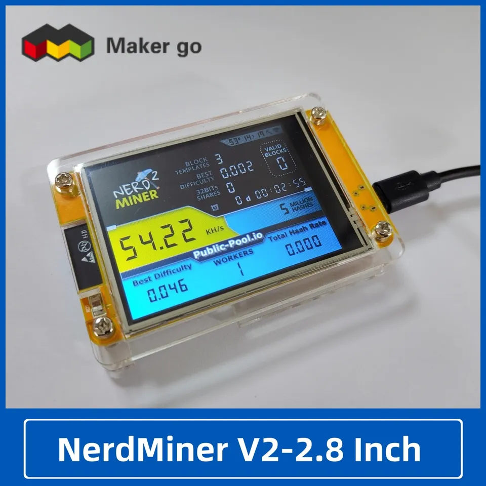 Lottery Miner Nerdminer V2 56kh/S 2.8 Inch LCD Display Nerdminer Bitcoin  Crypto Solo Lottery Desk Miner Cryptocurrency Miner White Bit Coin Mining  Machine