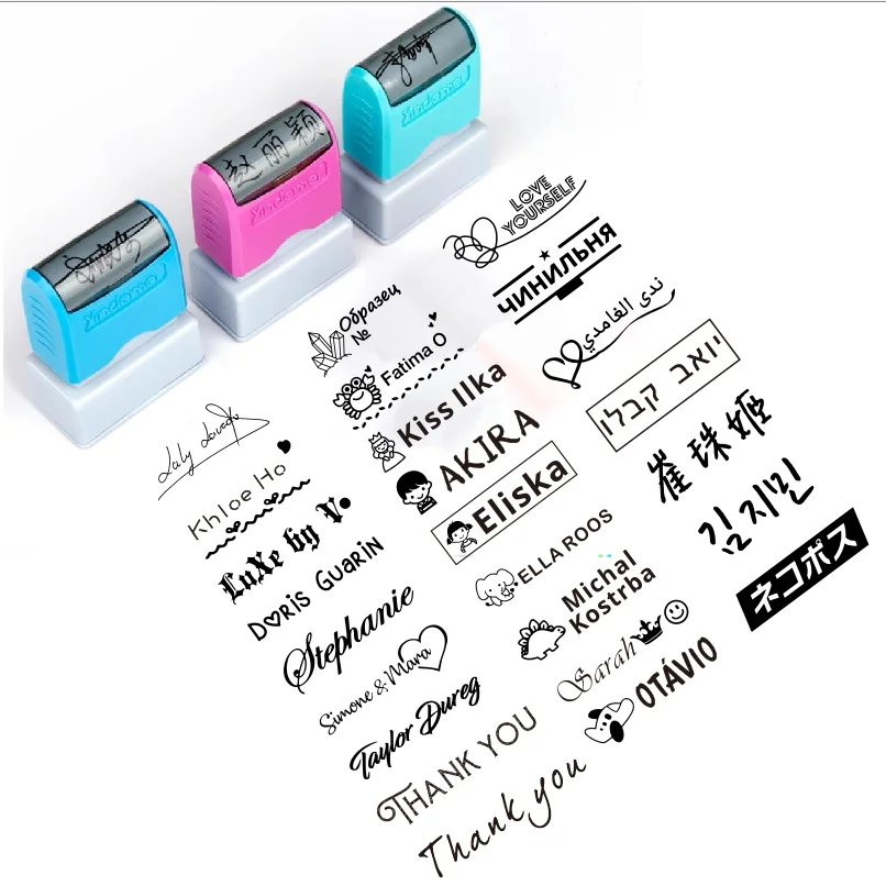 Name stamp rubber stamps alphabet stamps embossing stamps clear stamps silicone stamps self inking stamps self ink stamps wooden stamp acrylic stamp block ink stamp roller stamp wax seal stamp wax seal stamp set photosensitive signature cartoon DIY scrapbooking diary card wedding decoration