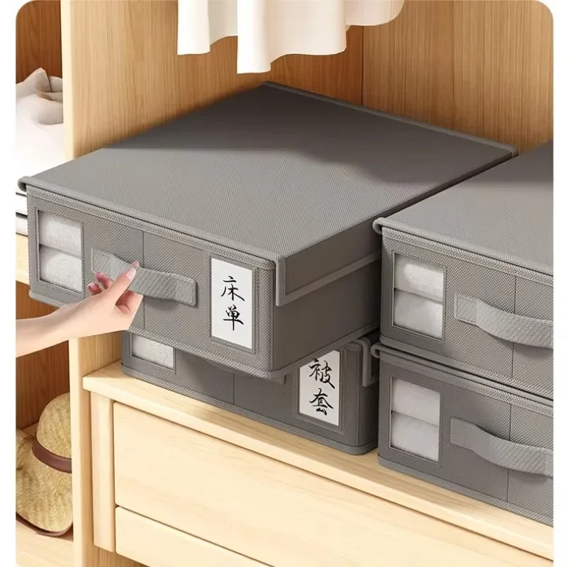 Creative Bed Sheet Storage Box Clothing Fabric Sheet 4-piece Organizer Wardrobe Blanket Quilt Cover Non-woven Storage Box 2