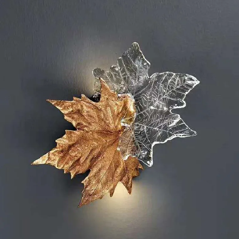 

Modern Minimalist Maple Leaf Crystal Wall Lamp Bedroom Wall Lamp Decoration Background Wall Lamp Indoor Lighting Wall Decor