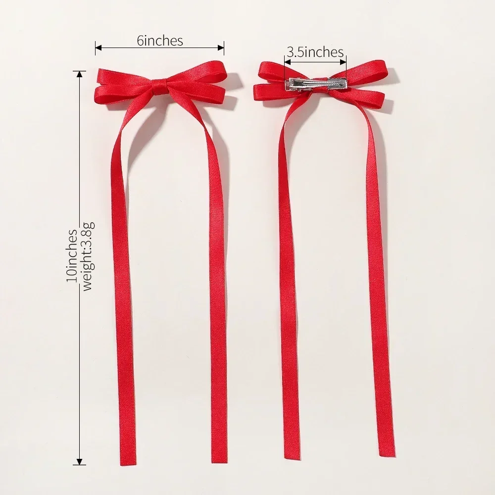 2pcs Ribbon Bow Headband Long Tassel Hair Clip Hair accessories for Women Girls Christmas Party kids