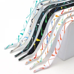 New Splash Ink Shoelaces for Sneakers Sports Casual Basketball White Black Shoes Laces Colorful Women Men Flat Rope Shoetrings