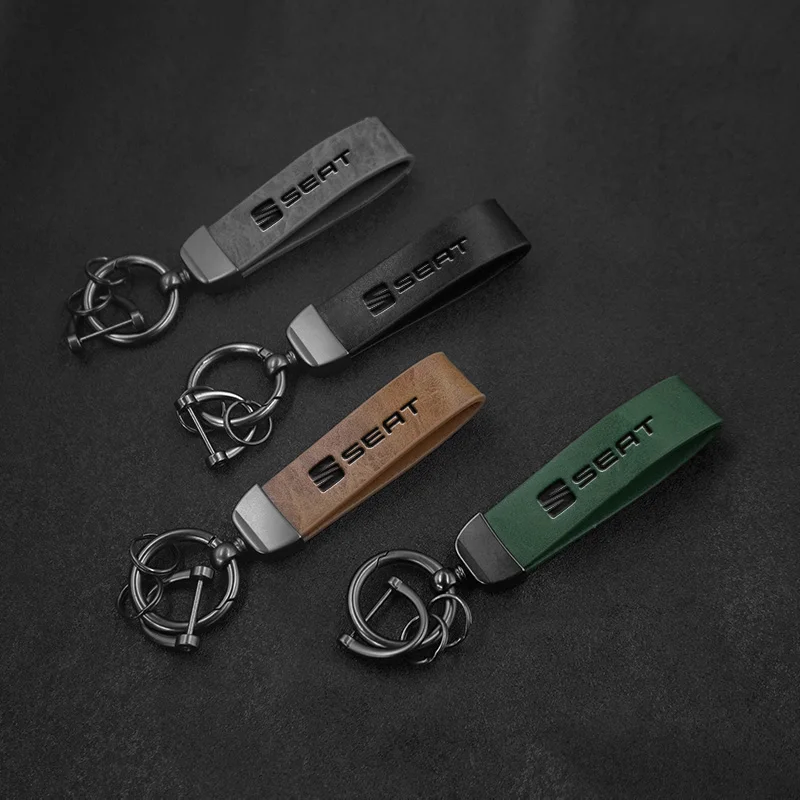 Vintage Leather and Zinc Alloy Car Keychain