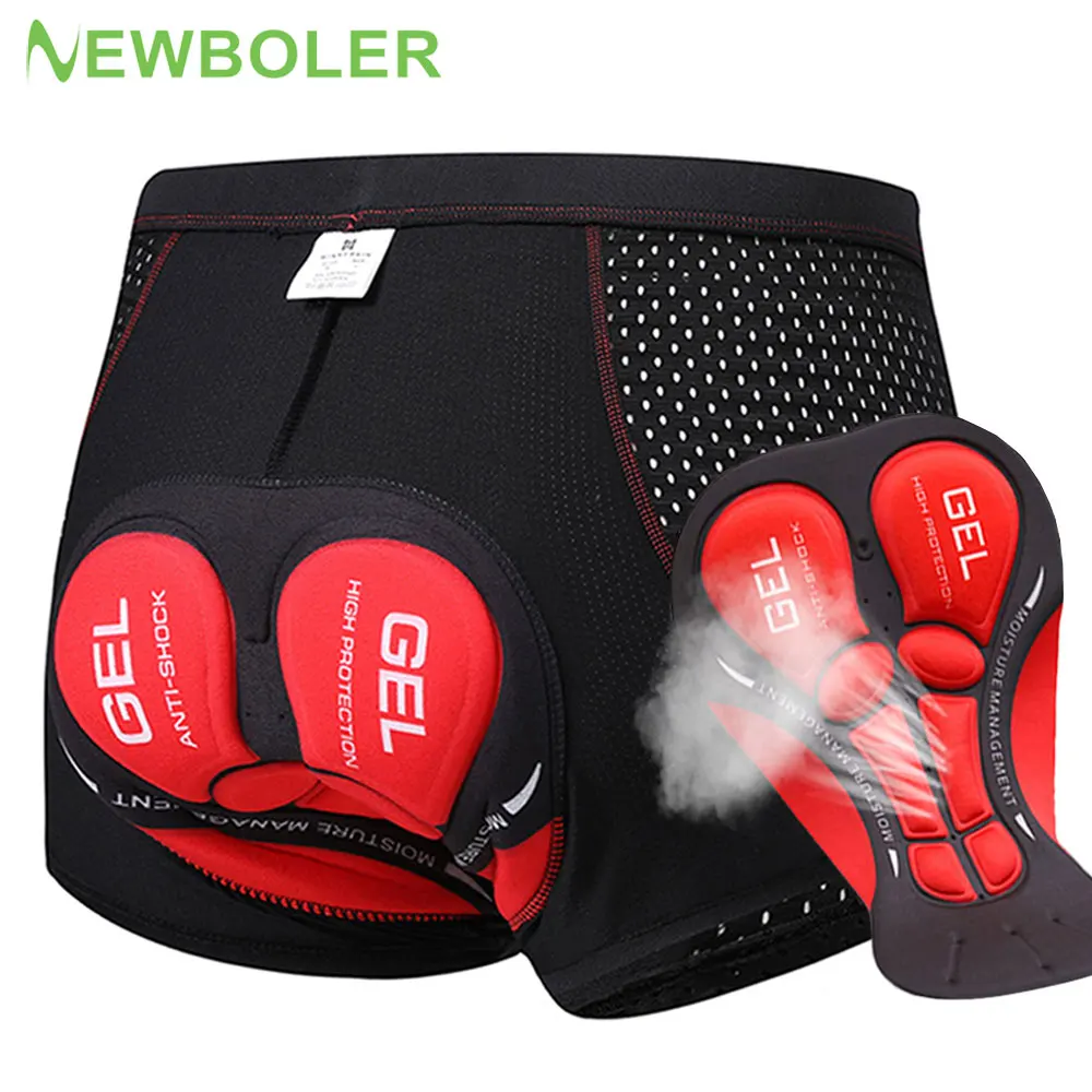 Cycling Shorts NEWBOLER Breathable Mesh 5D Gel Pad Shockproof MTB Bike Underwear Man