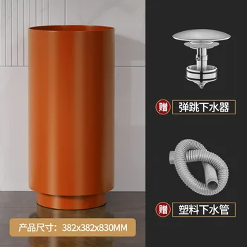 304 สแตนเลสสตีลรอบคอลัมน์อ่างล้างหน้าแบบบูรณาการชั้นยืนสวนกลางแจ้งอ่างล้างหน้า Luxury Bar โรงแรมห้องน้ําอ่างล้างจาน w 28