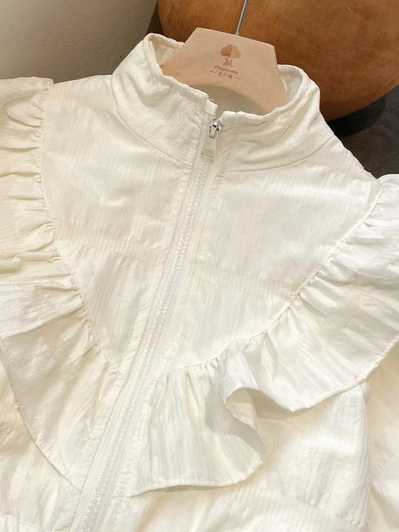 봄 새로운 유행 한국 스타일 소녀 재킷 인형 셔츠  작은 어린이 오픈 가디건 폴리 에스터 원단 긴 소매 지퍼