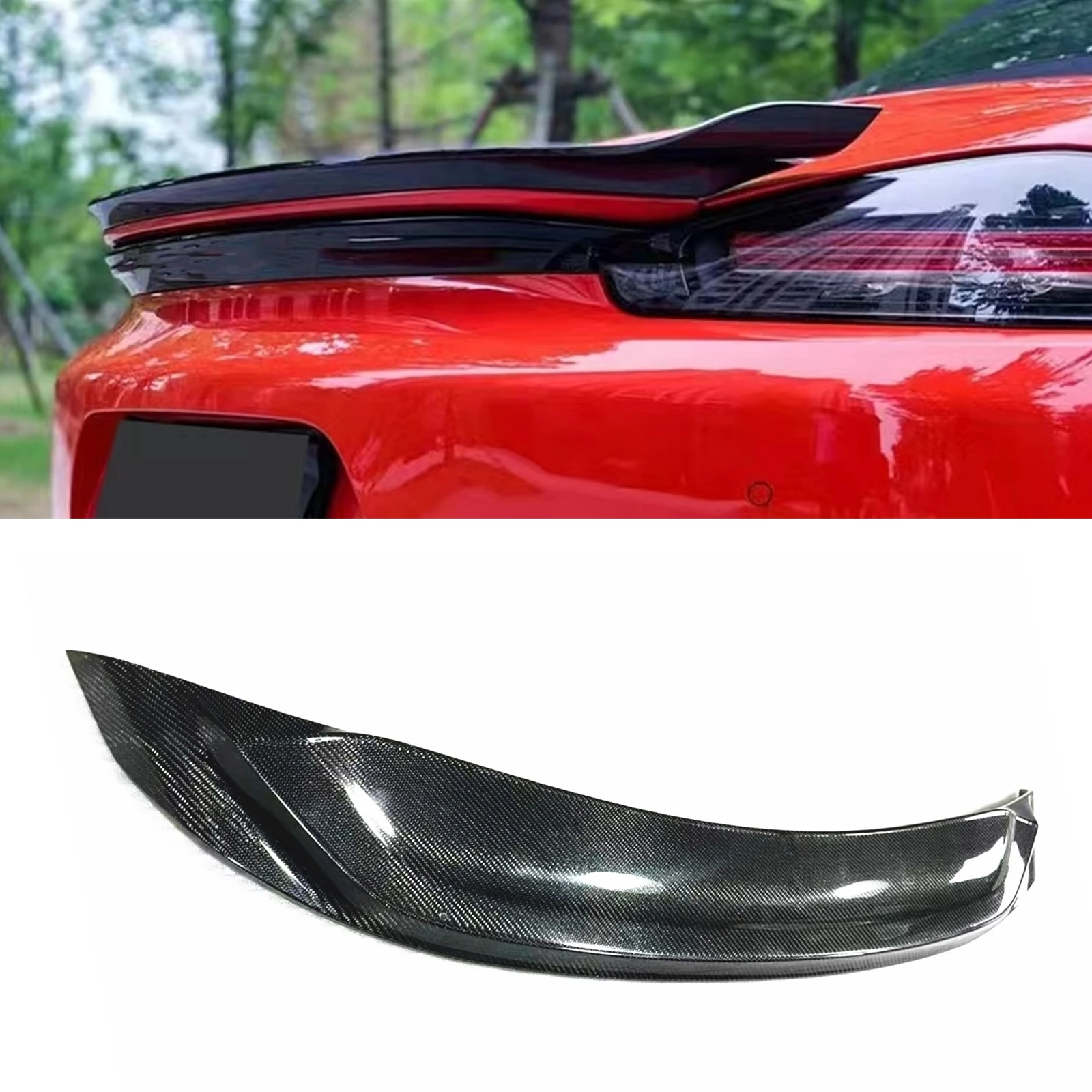 

Car Rear Wing Lip Tailgate Flap Decklid Upper Splitter Trunk Spoiler Carbon Fiber For Porsche 718 Boxster Cayman 2017-2019