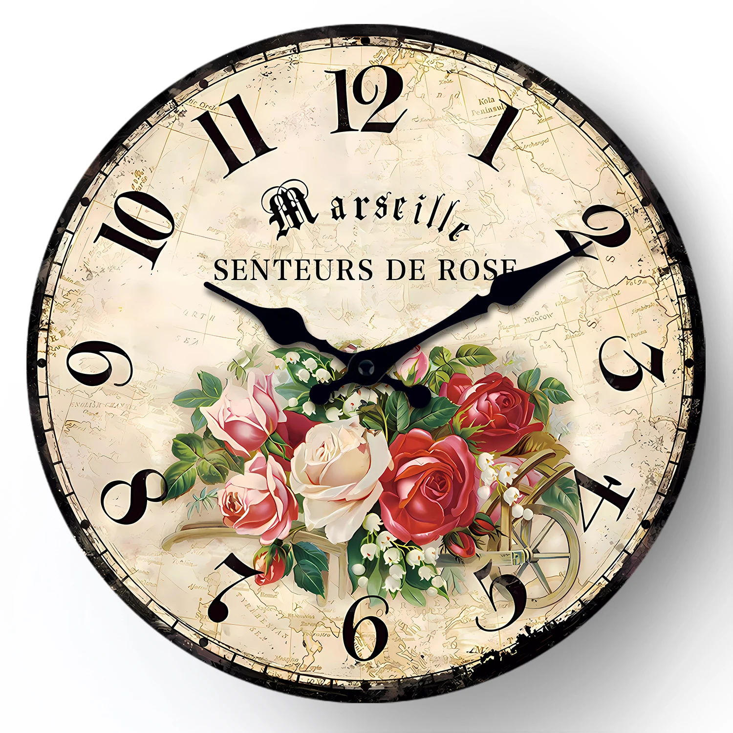 European Rose Wooden Wall Clock – Silent Quartz Home Decor 1