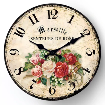 European Rose Wooden Wall Clock – Silent Quartz Home Decor 1
