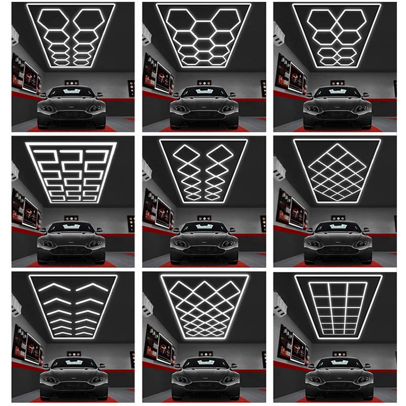Hexagon Lamp Garage Lights Diy Led Tube Lamp Studio Ceiling Lamp Gym Office Mall Game