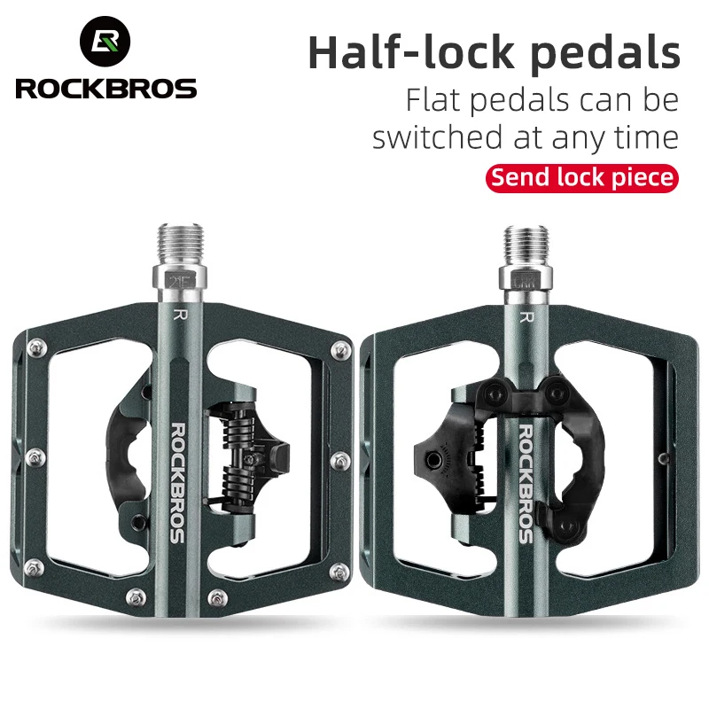 

ROCKBROS Bicycle Pedal Non-Slip MTB Bike Pedals Aluminum Alloy Flat Platform Applicable SPD Waterproof Cycling Accessories