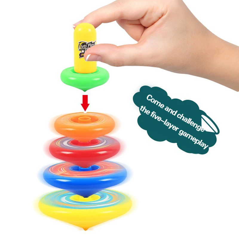 

Die Die Le Colorful Multi-layer Rotating New Gyro Launcher Fun Die Luohan Children's Toy Colorful Focus Overlay Overlay