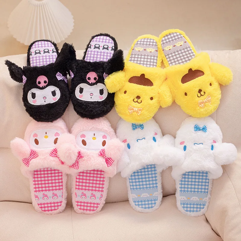 

Sanrio Slippers Anime Slipper My Melody Kuromi Cartoon Cotton Plush Home Slider Flops Warm Home Indoor Cinnamoroll Girl Gifts