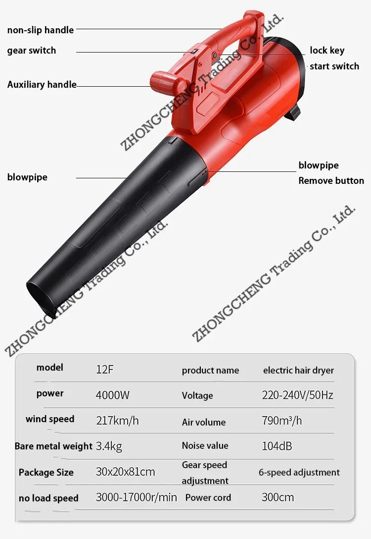 220v New 4800W Blower Electric Portable High-power Hair Dryer For Industrial Use