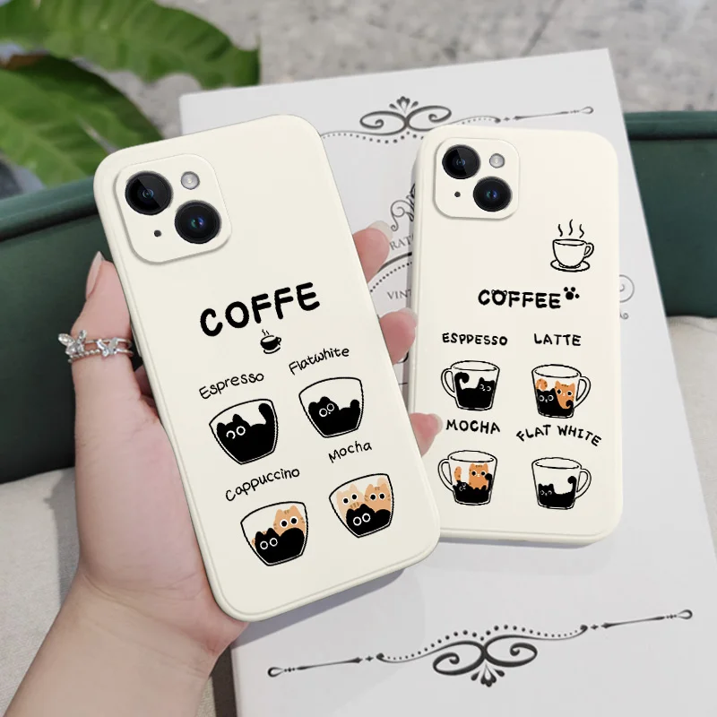 Adorable Coffee Cat Silicone Phone Case Cover