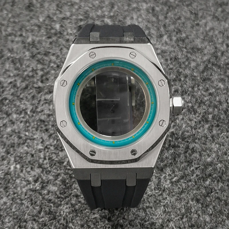 41mm hochwertiges 316L Edelstahlgehäuse + Armband + Ring Saphirglas Uhrengehäuse passend für NH35/NH36 Automatikwerk Zubehör – Detail 6