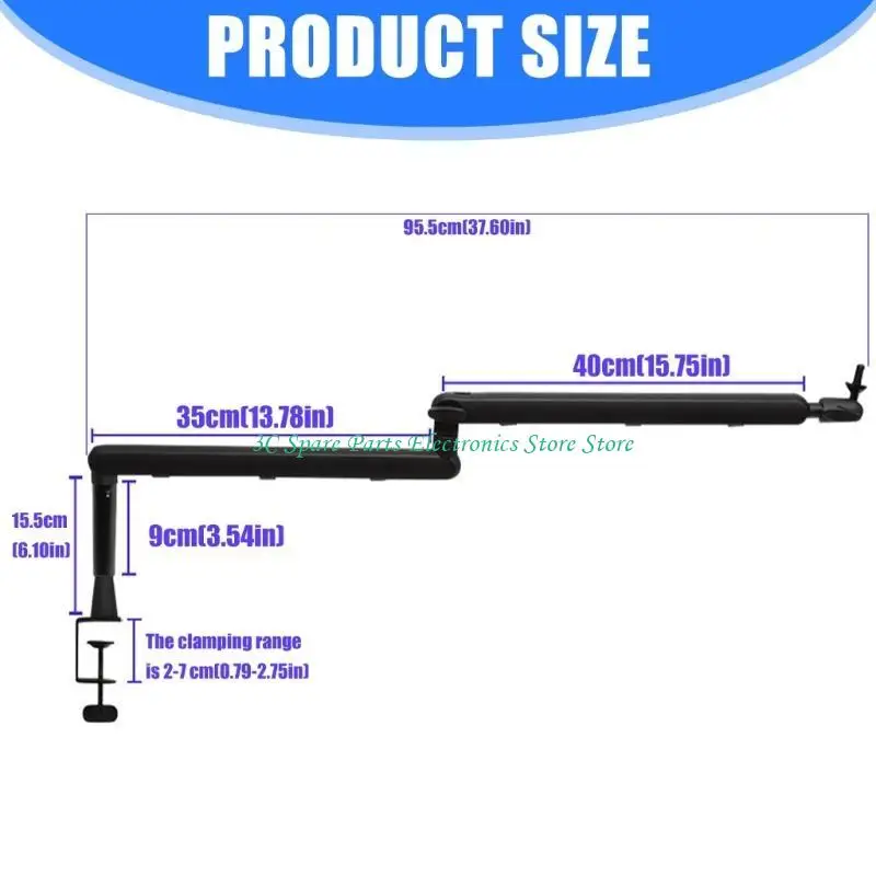 SZ Studio Grade Aluminum 붐 마이크 스탠드가 낮은 높이 설계를위한 명확한 라이브 스트리밍을위한 쉐이크 증거 클램프 마운트.