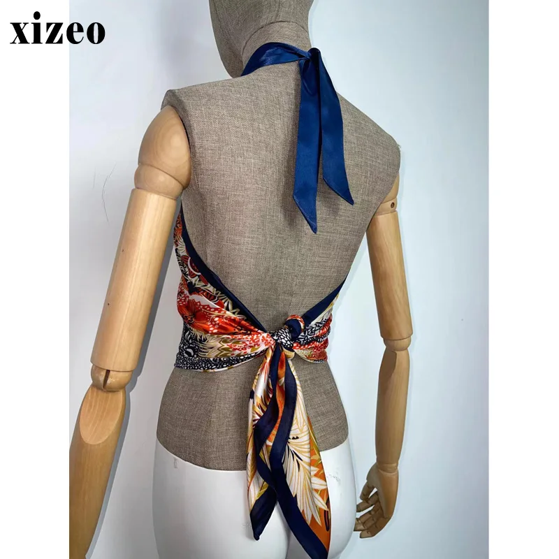 XIZEO Summer beach Women two-piece suit fashion sexy Boho African Holiday free size Silk feeling top and pants