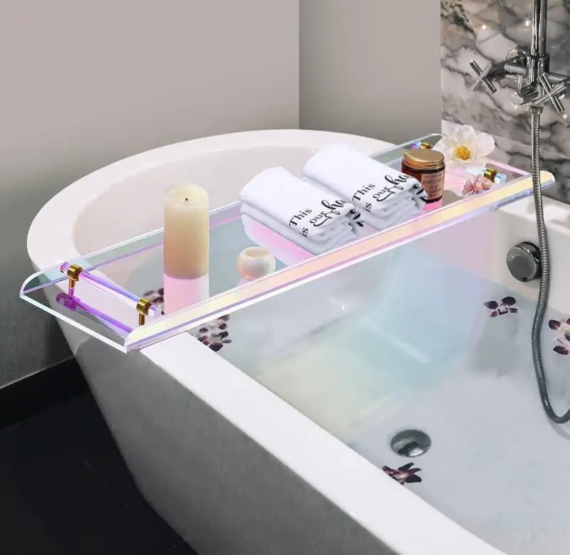 LuxuryBathtubTrayAcrylicColorfulBathroomShelfShowerBath