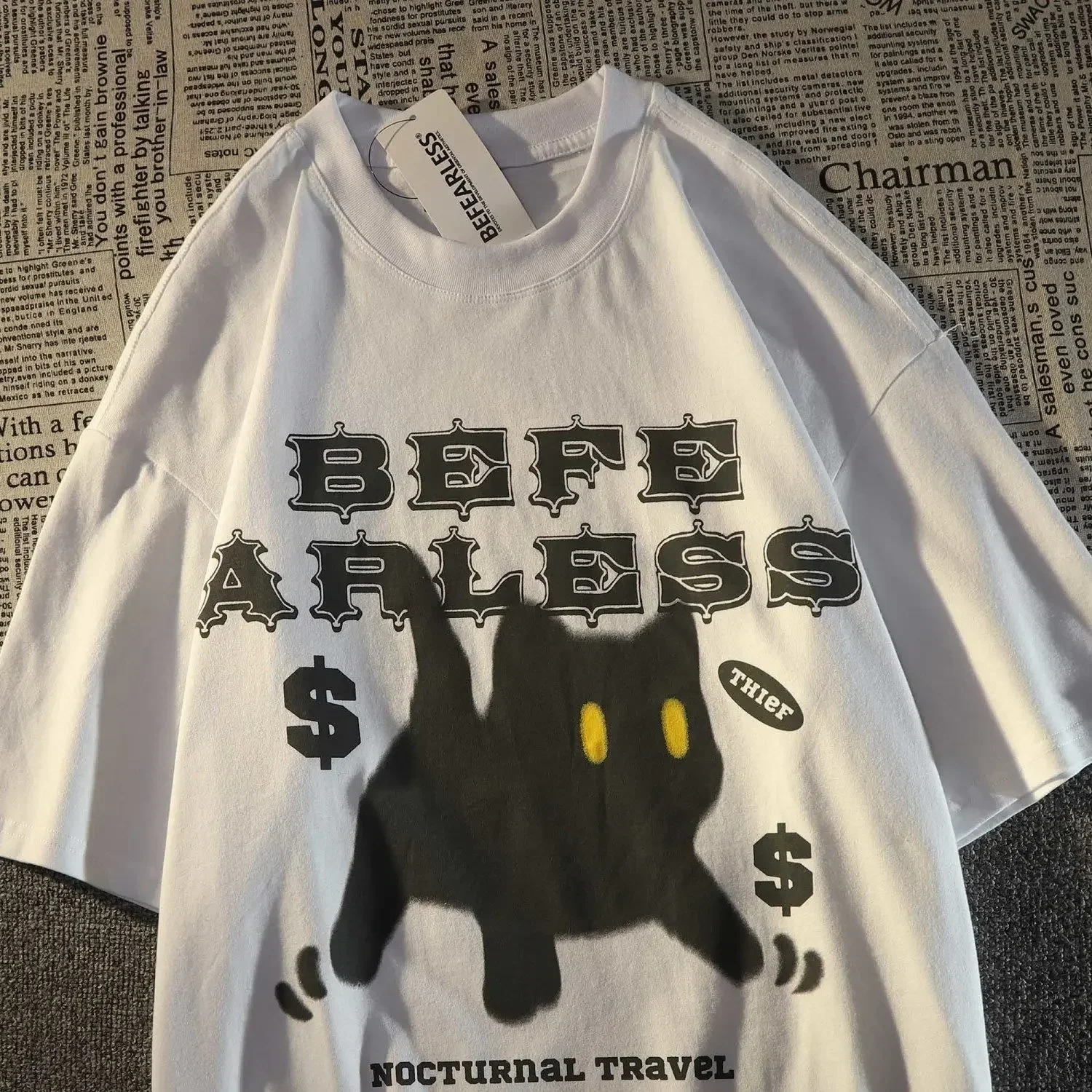 

Women Tshirt Black Cat Printed Short-sleeved T-shirt Men New Loose Ins Cartoon Shirt Goth Clothes Y2k Top Harajuku