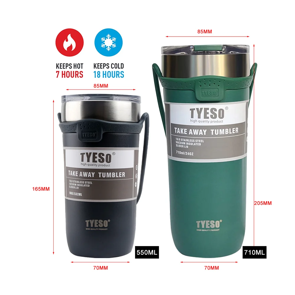 밀짚 컵 열 커피 머그잔과 Tyeso 보온병 병 뚜껑 진공 플라스크 여행 Drinkware와 스테인레스 스틸 절연 텀블러