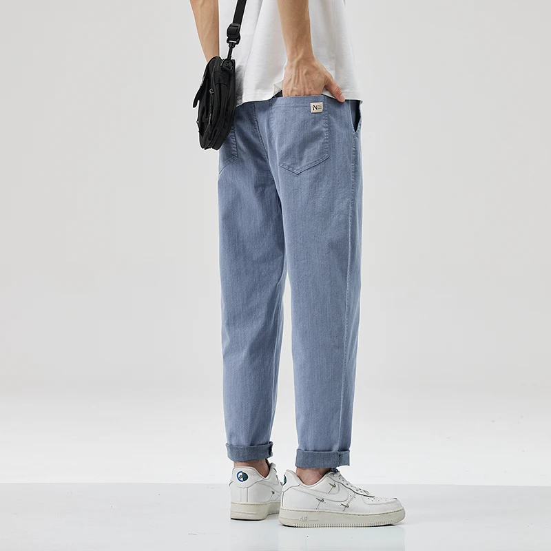 Harajuku Street Youth Fashion Harem Pants 2024 Spring Summer New Elastic Waist Slim Small Straight Casual Cargo Trousers