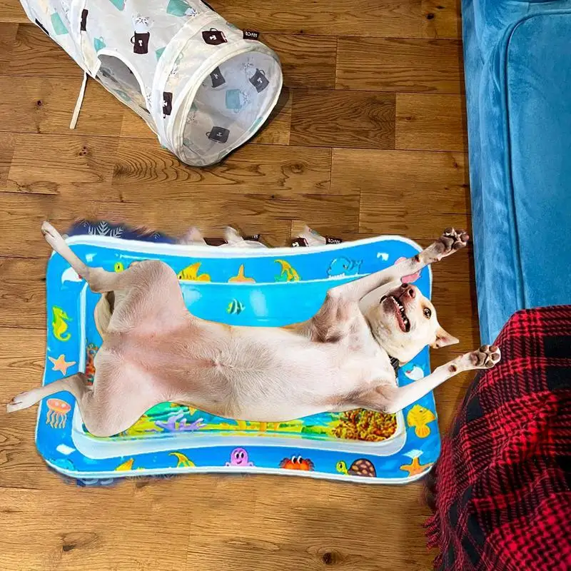2-Pack Thickened Water Sensor Play Mat For Cats & Dogs - Dolphin Design, Cooling/Warming Pet Activity Mat