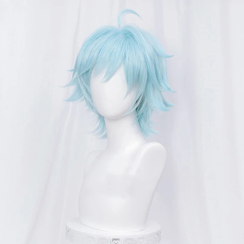 Game Genshin Impact Chongyun Cosplay Wig Chong Yun Light Blue Short Synthetic Hair Halloween Carnival Party Role Pla