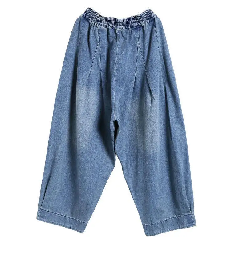 Summer Loose Large Size Harem Jeans Women's plus Size Carrot Pants Casual Lantern Pants Trendy Sle Mom Jeans High Waist