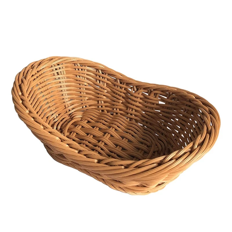 Bread Tray Rattan Wicker Woven Serving Baskets for Bread Fruit Vegetable Handmade Oval Storage Basket Display Rattan Basket 2