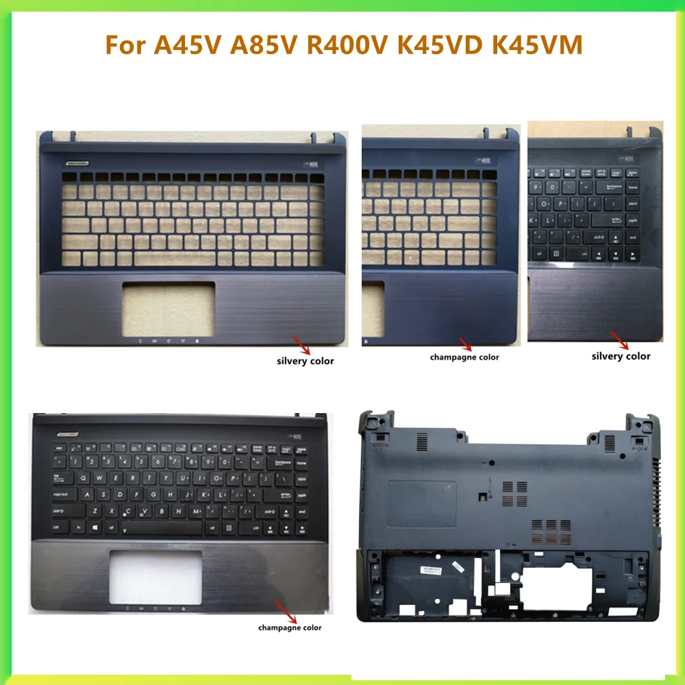

New Laptop Top Case Palmrest Upper Cover Bottom Carcass Housing Cover Case For Asus A45V A85V R400V K45VD K45VM shell